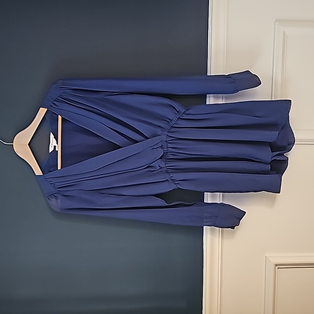 BCBGeneration-  Royal Blue Longsleeve Shorts Romper, Size- Small